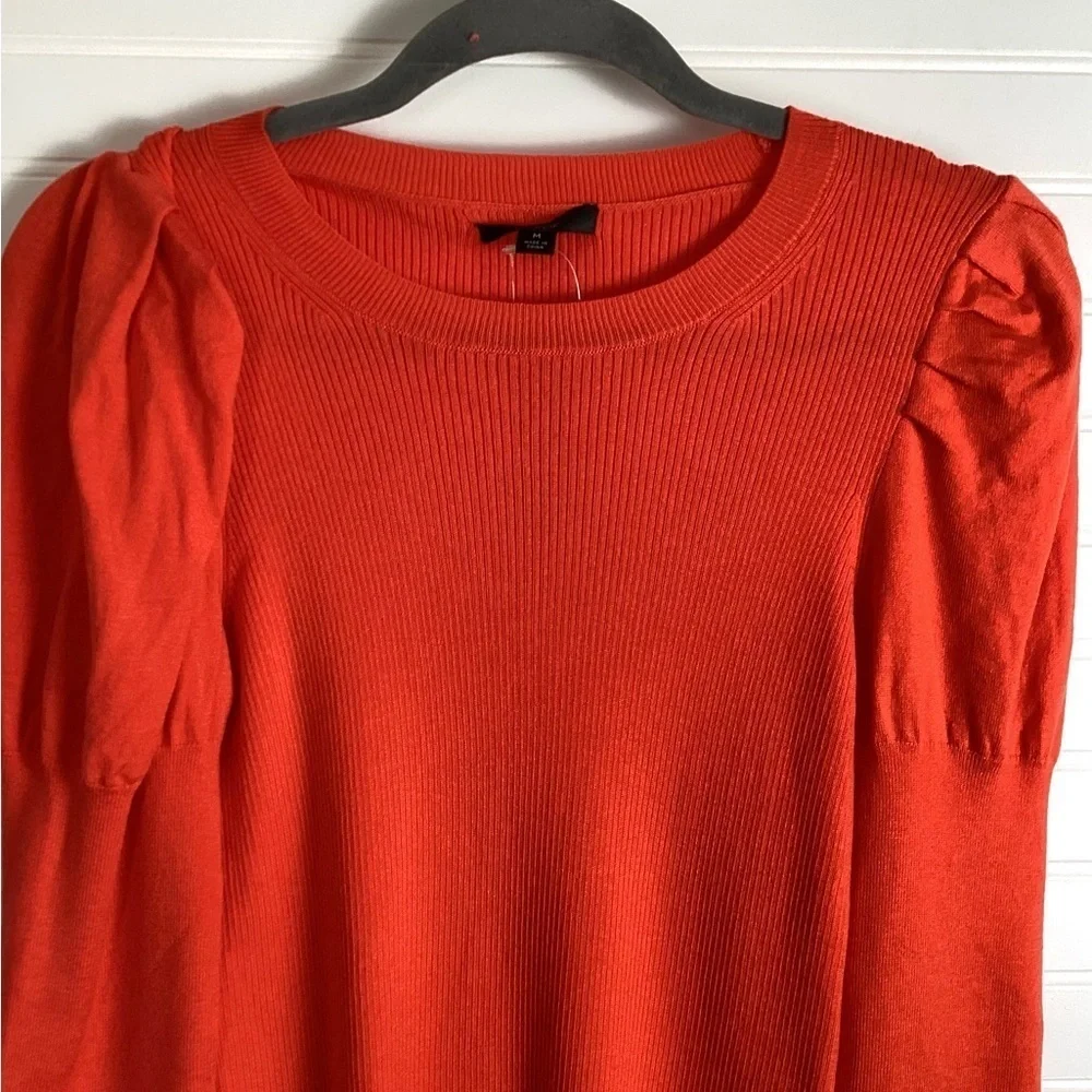 J. Crew NWT  Red / orange Puff Sleeve sweater Size Medium